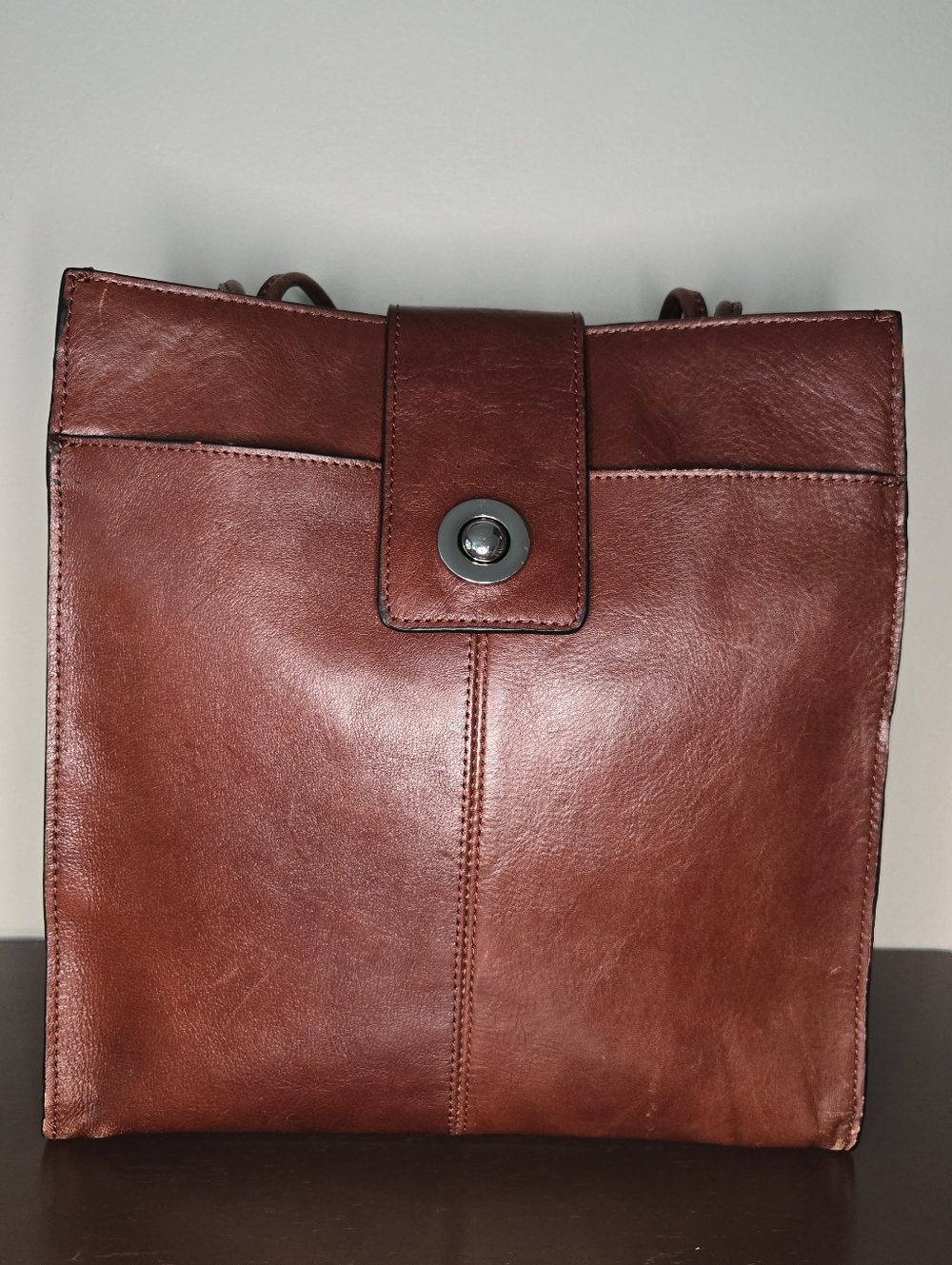Pelle Studio Brown Leather Thin Straps Shoulder Purse - Classic Vintage Style